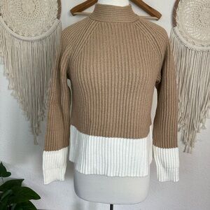 Banana Republic tan and cream Chic Two-Tone Sweater small NEW